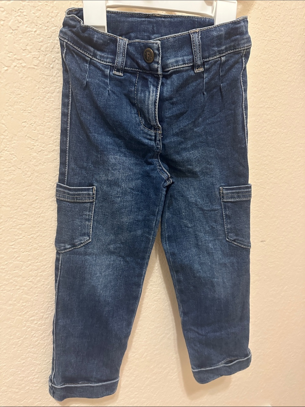 3/30$ Boutique Stretch Cargo Jeans in Dark Blue Wash